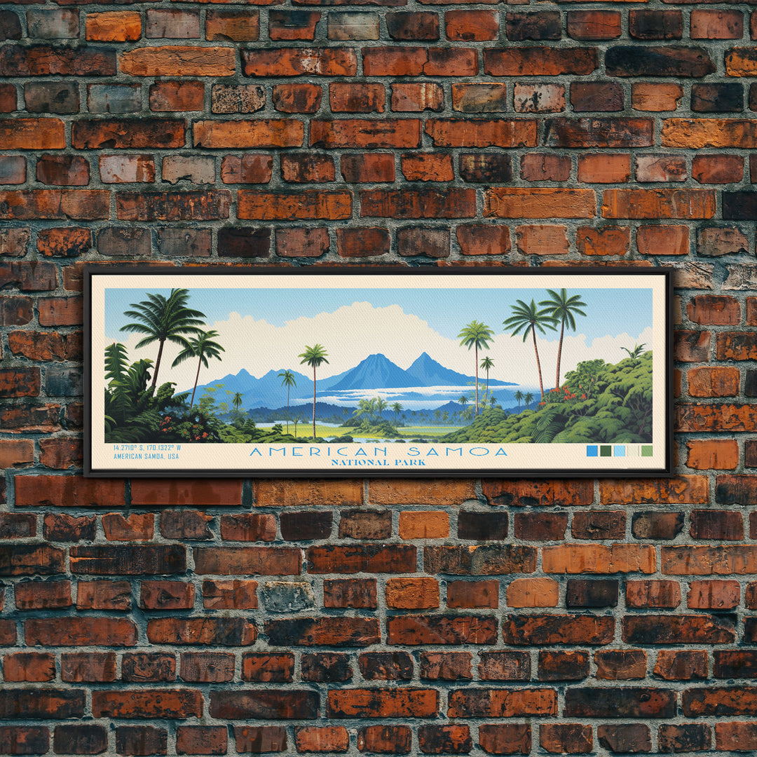 American Samoa National Park, Panoramic Samoa Travel Art, National Park Print, Minimalist Travel Art, Midcentury Modern Style Landscape