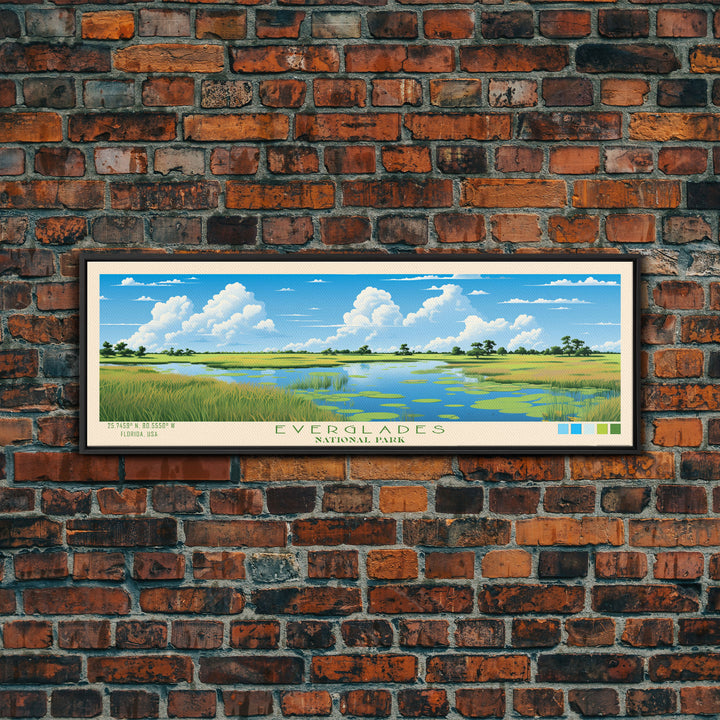 Everglades National Park, Panoramic Florida Travel Art, National Park Print, Minimalist Travel Art, Midcentury Modern Style Landscape