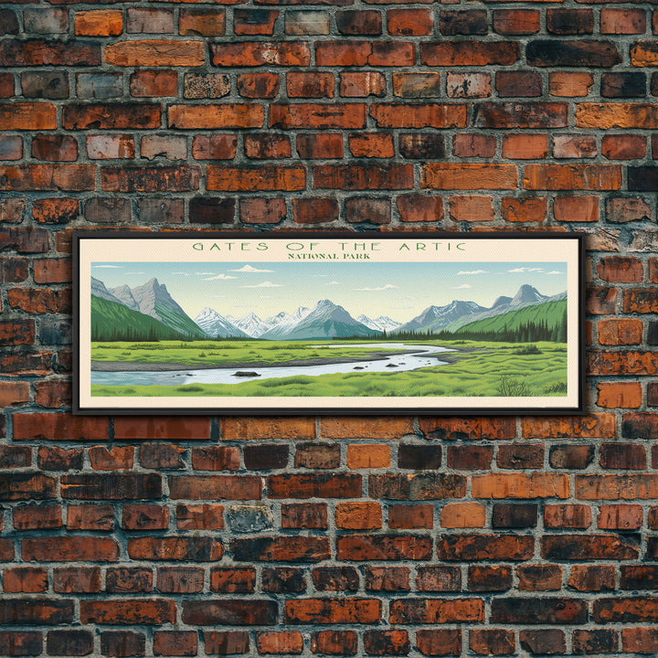 Gates Of The Arctic National Park Panoramic Alaska Travel Art, National Park Print, Minimalist Travel Art, Midcentury Modern Style Landscape