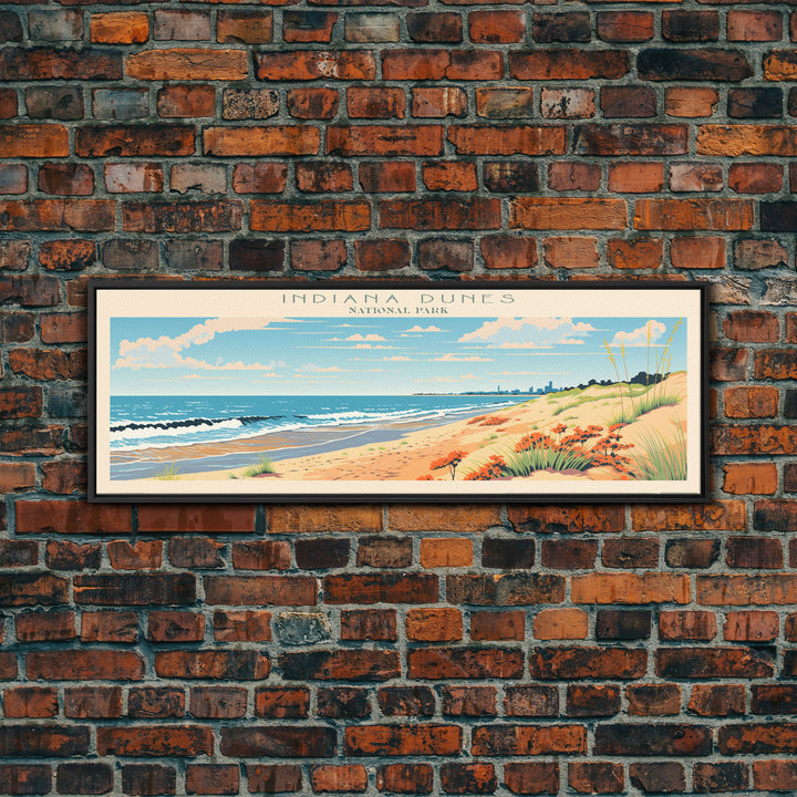 Indiana Dunes National Park, Panoramic Indiana Travel Art, National Park Print, Minimalist Travel Art, Midcentury Modern Style Landscape