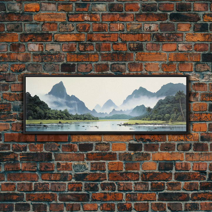 Watercolor Panoramic American Samoa National Park Framed Canvas Print Wall Art