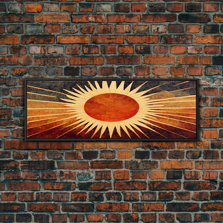 Art Deco Sunburst Wall Art, Ready To Hang Canvas Print, Panoramic Art, Art Deco Wall Decor, Above Bed, Above Couch, Above Sofa