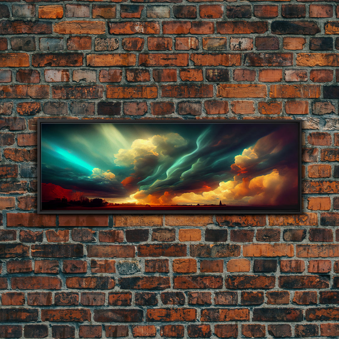 A Rain Storm, Texas Art, Framed Canvas Print, Panoramic Wall Art, Extra Large Art, Huge Wall Art, Above Couch / Sofa Living Room Art