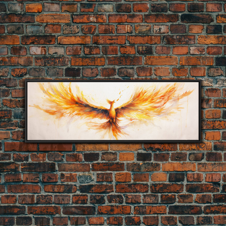 The Phoenix Panoramic Print, Mystical Rebirth, Framed Wall Art, Reincarnation Art