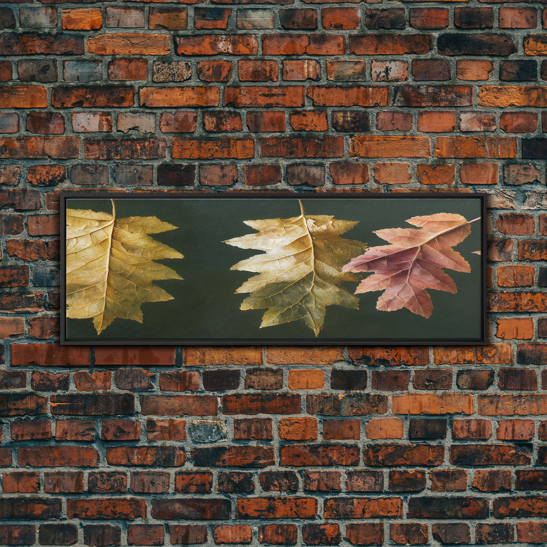 Fall Decor, Fall Leaves Panoramic Art, Extra Large Wall Art, Framed Panoramic Canvas Print, Framed Wall Art