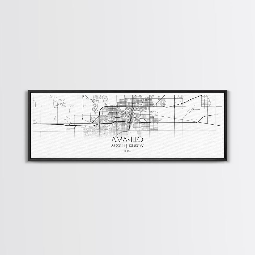 Panoramic Amarillo City Map, Texas Art, Map Print, Minimalist Wall Art, Canvas Art, Housewarming Gift, Street Map Art, Closing Gift