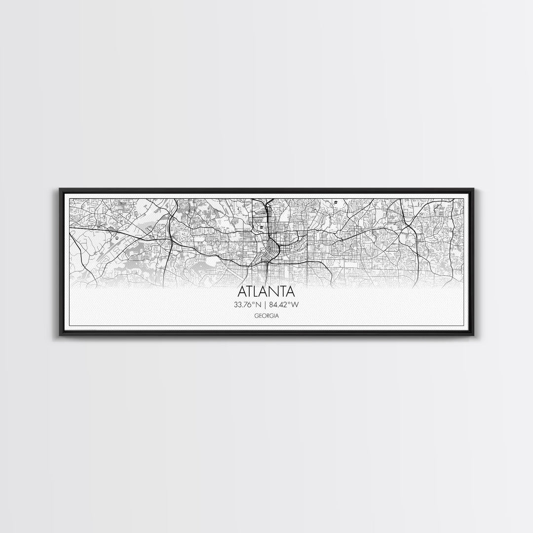 Panoramic Atlanta City Map, Georgia Art, Map Print, Minimalist Wall Art, Canvas Art, Housewarming Gift, Street Map Art, Closing Gift