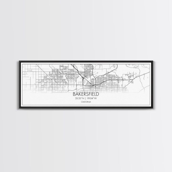 Panoramic Bakersfield City Map, California Art, Map Print, Minimalist Wall Art, Canvas Art, Housewarming Gift, Street Map Art, Closing Gift