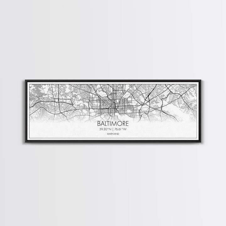 Panoramic Baltimore City Map, Maryland Art, Map Print, Minimalist Wall Art, Canvas Art, Housewarming Gift, Street Map Art, Closing Gift