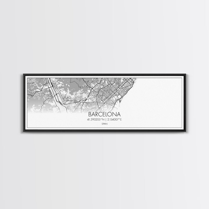 Panoramic Barcelona City Map, Spain Art, Map Print, Minimalist Wall Art, Canvas Art, Housewarming Gift, Street Map Art, Closing Gift