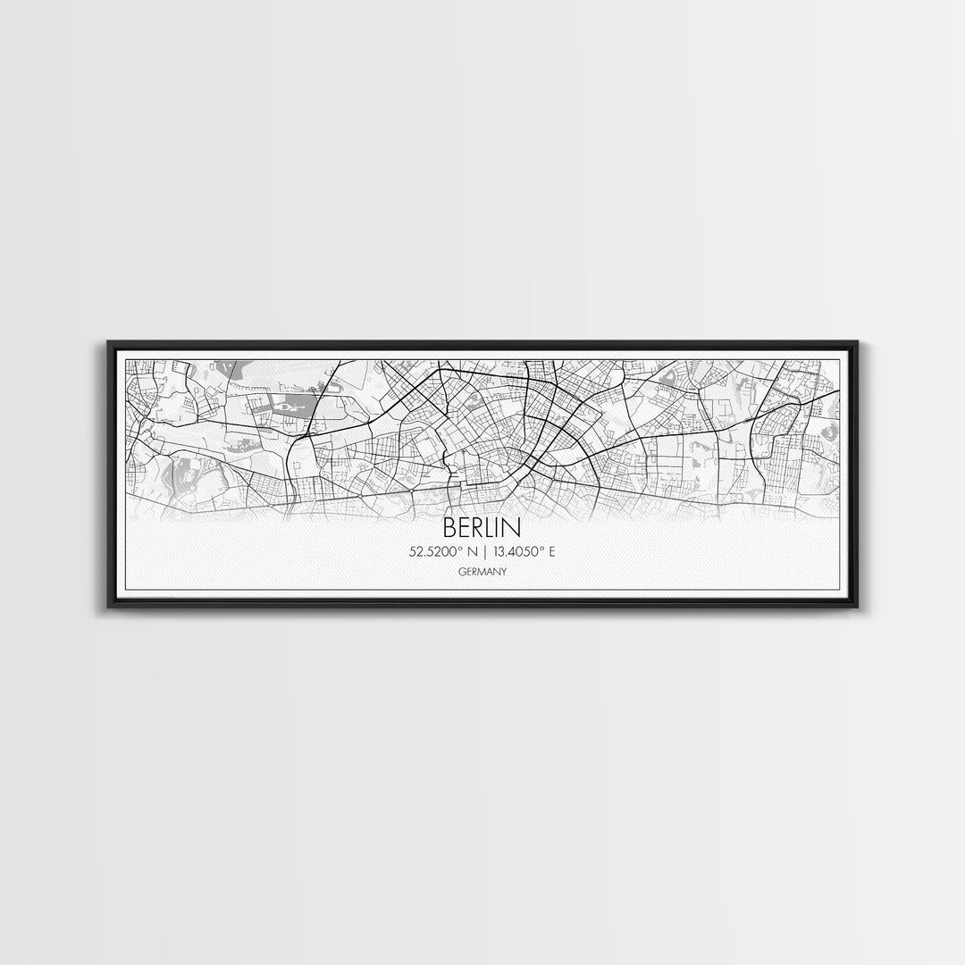 Panoramic Berlin City Map, Germany Art, Map Print, Minimalist Wall Art, Canvas Art, Housewarming Gift, Street Map Art, Closing Gift