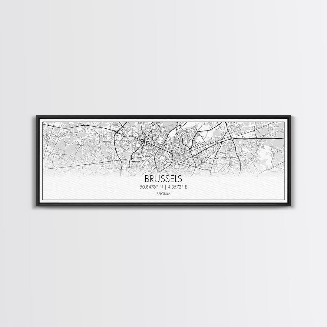 Panoramic Brussels City Map, Belgium Art, Map Print, Minimalist Wall Art, Canvas Art, Housewarming Gift, Street Map Art, Closing Gift