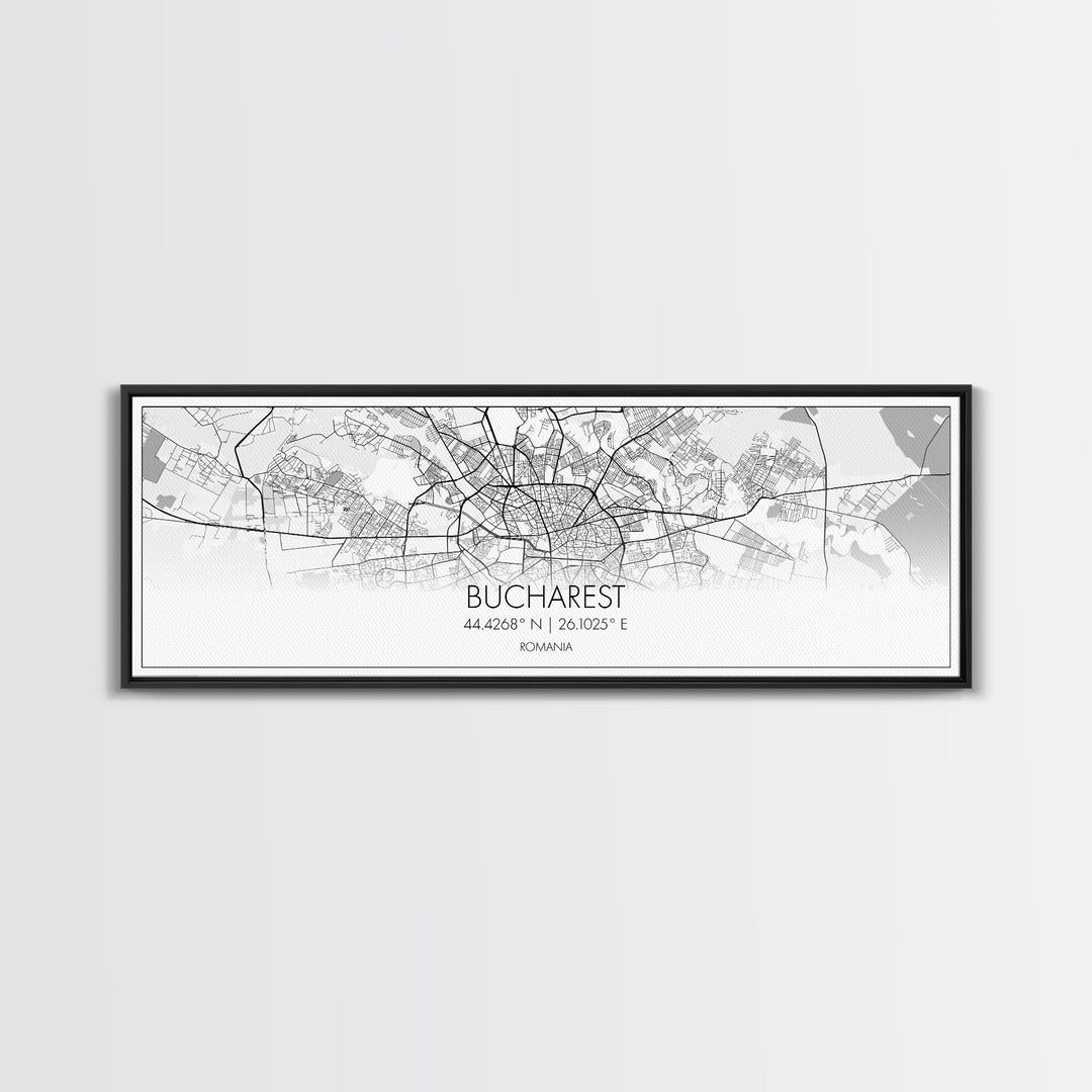 Panoramic Bucharest City Map, Romania Art, Map Print, Minimalist Wall Art, Canvas Art, Housewarming Gift, Street Map Art, Closing Gift