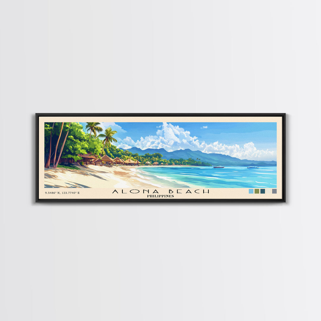 Alona Beach, Philippines Panoramic Print, Vacation Gift, Philippines Wall Art, Vacation Wall Art, Vacatation Memories, Beach Decor, Beach Or Lakehouse Art