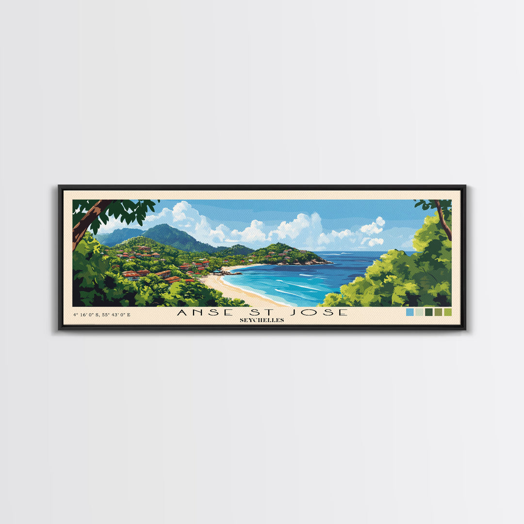 Anse St Jose, Seychelles Panoramic Print, Vacation Gift, Seychelles Wall Art, Beach Painting, Beach Decor, Beach Or Lakehouse Art