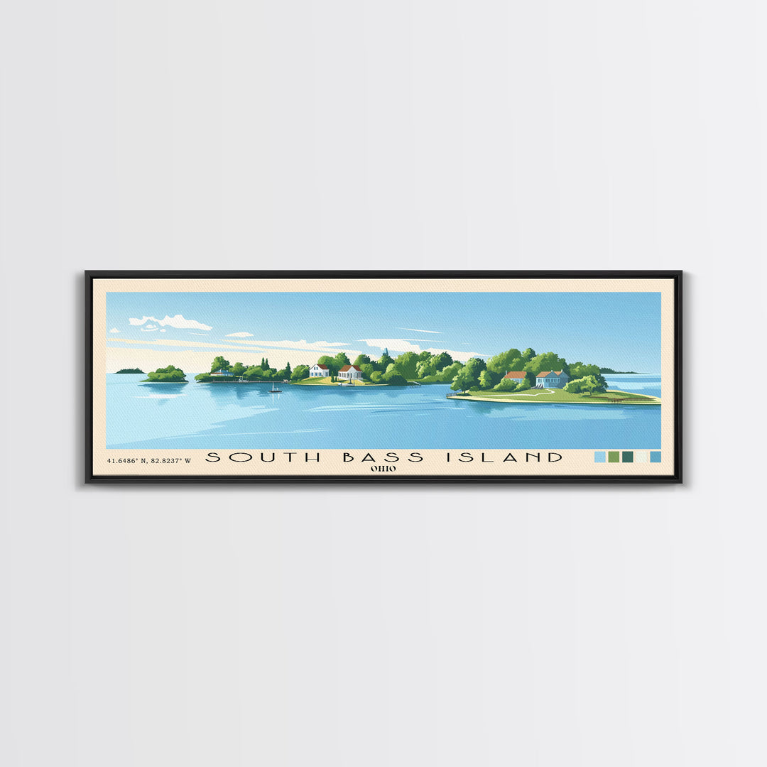 South Bass Island, Ohio Panoramic Print, Vacation Gift, Ohio Wall Art, Beach Painting, Beach Decor, Large Wall Art, Wood Frame Art