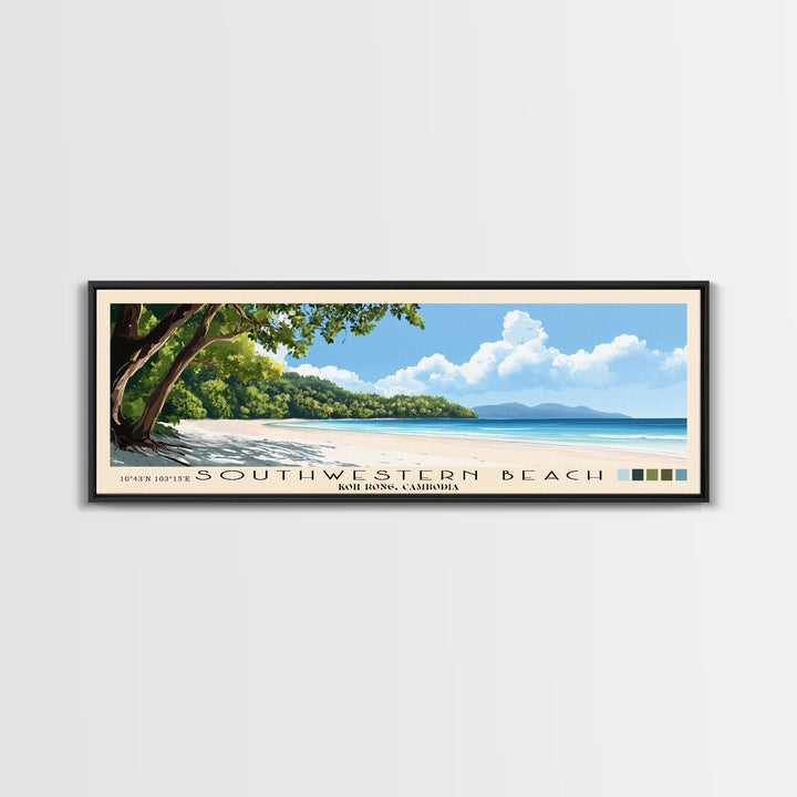 Southwestern Beach, Koh Rong, Cambodia Panoramic Print, Vacation Gift, Koh Rong, Cambodia Wall Art, Vacation Wall Art, Vacatation Memories, Beach Decor, Beach Or Lakehouse Art