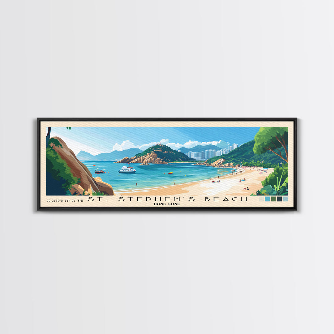 St. Stephen's Beach, Hong Kong Panoramic Print, Vacation Gift, Hong Kong Wall Art, Vacation Wall Art, Vacatation Memories, Beach Decor, Beach Or Lakehouse Art