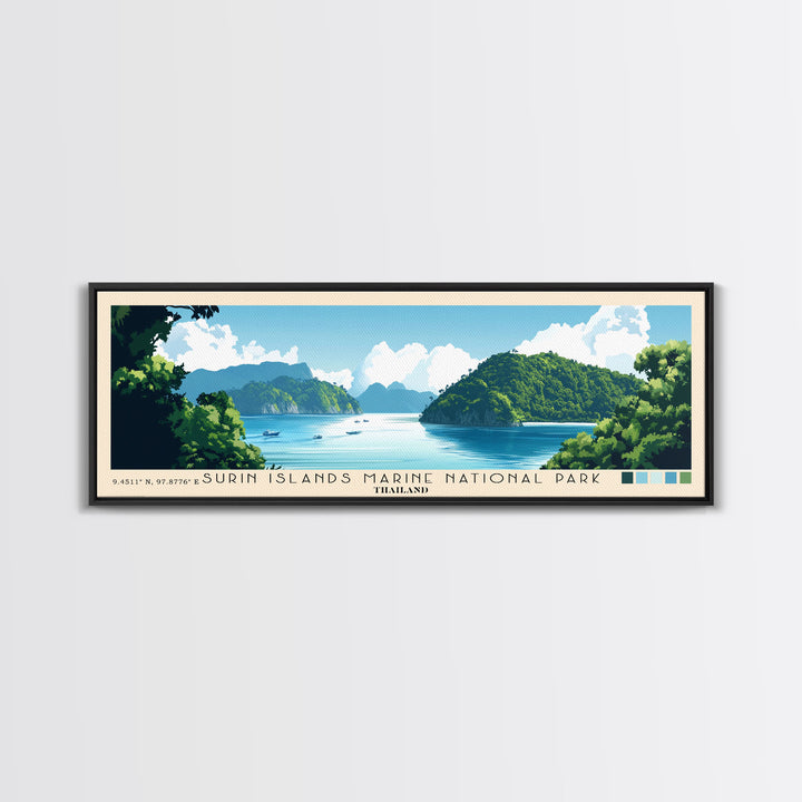 Surin Islands Marine National Park, Thailand Panoramic Print, Vacation Gift, Thailand Wall Art, Beach Painting, Beach Decor, Large Wall Art, Wood Frame Art