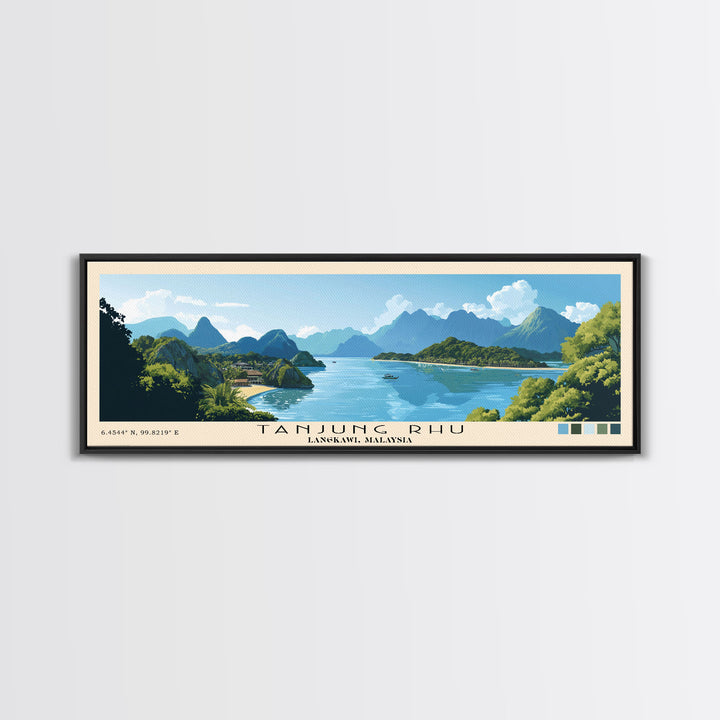 Tanjung Rhu, Langkawi, Malaysia Panoramic Print, Vacation Gift, Langkawi, Malaysia Wall Art, Beach Painting, Beach Decor, Large Wall Art, Wood Frame Art