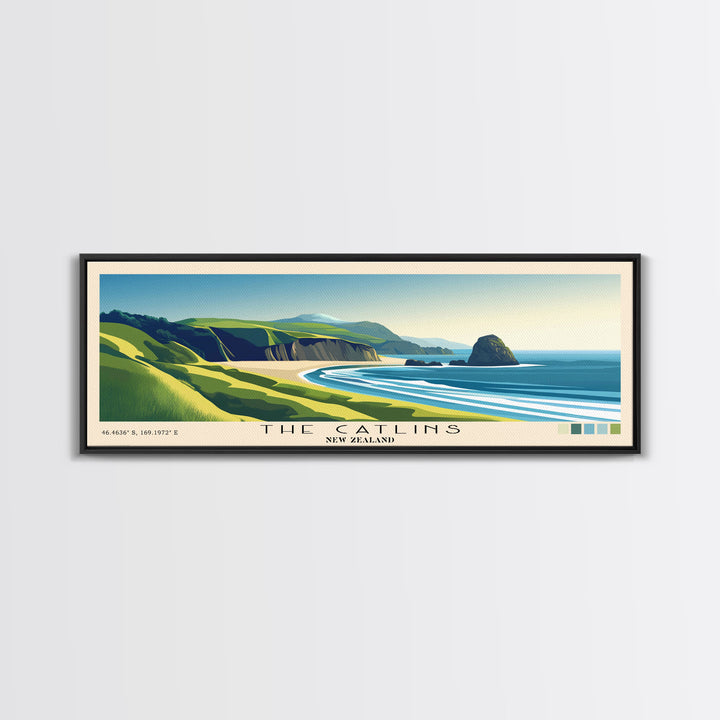 The Catlins, New Zealand Panoramic Print, Vacation Gift, New Zealand Wall Art, Beach Painting, Beach Decor, Beach Or Lakehouse Art