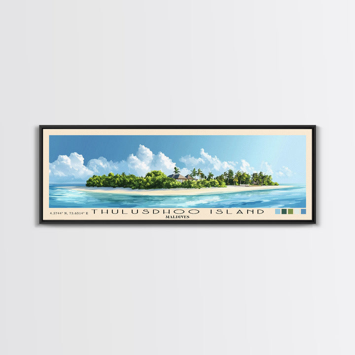 Thulusdhoo Island, Maldives Panoramic Print, Vacation Gift, Maldives Wall Art, Beach Painting, Beach Decor, Beach Or Lakehouse Art