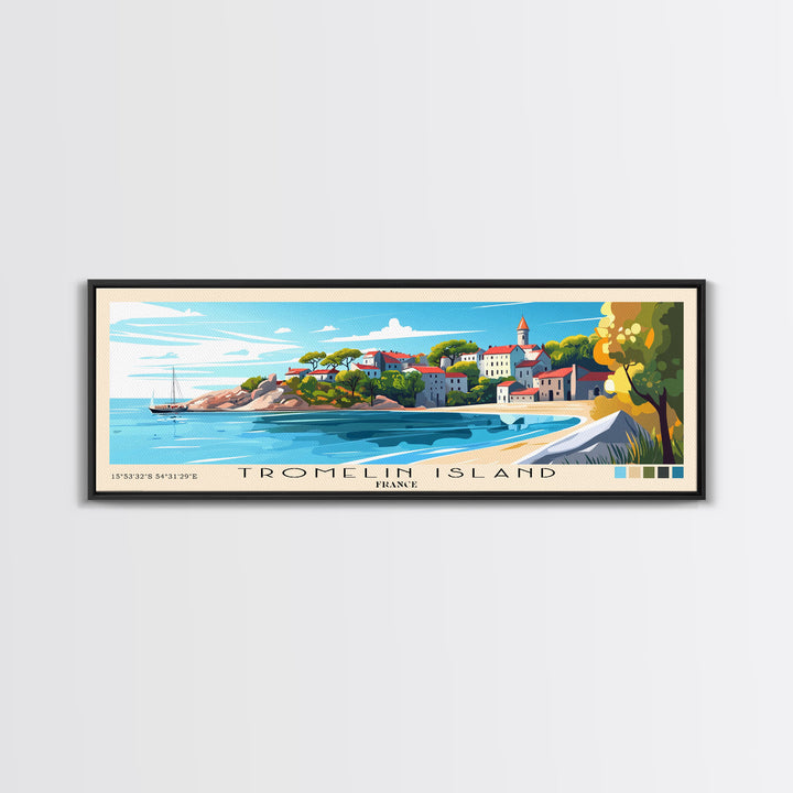 Tromelin Island, France Panoramic Beach Print, Vacation Gift, France Wall Art, Framed Canvas Print, Framed Beach Painting