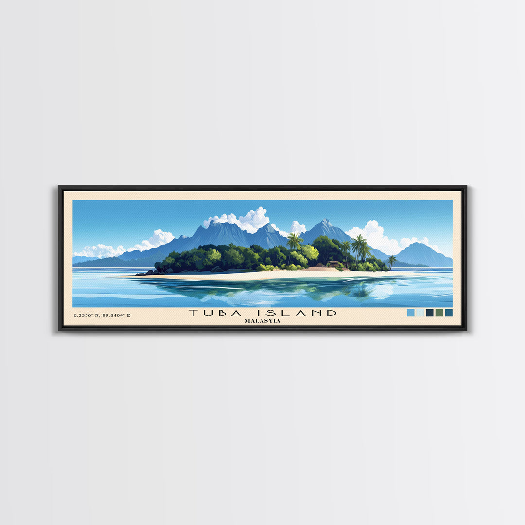 Tuba Island, Malasyia Panoramic Print, Vacation Gift, Malasyia Wall Art, Beach Painting, Beach Decor, Beach Or Lakehouse Art