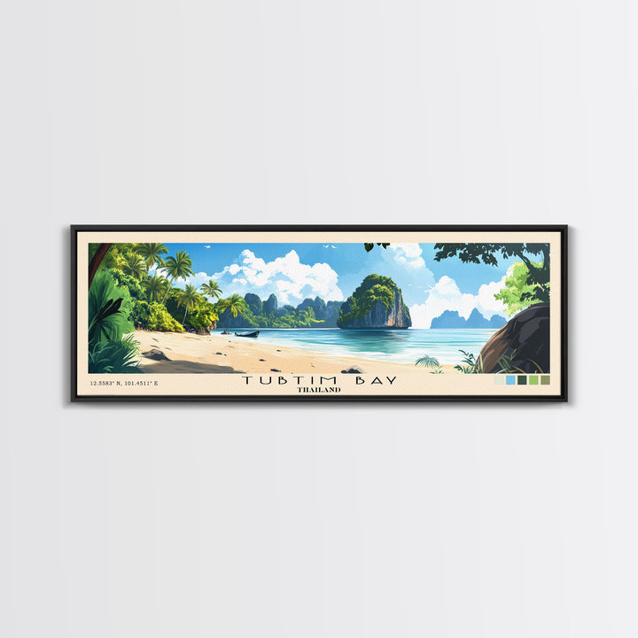 Tubtim Bay, Thailand Panoramic Beach Print, Vacation Gift, Thailand Wall Art, Beach Painting, Beach Decor, Beach Painting