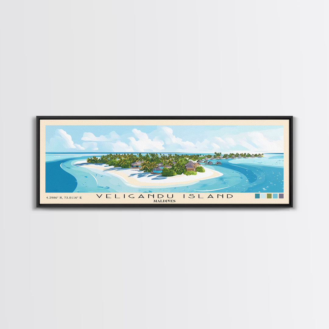 Veligandu Island, Maldives Panoramic Beach Print, Vacation Gift, Maldives Wall Art, Beach Painting, Beach Decor, Beach Painting