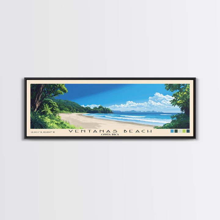 Ventanas Beach, Costa Rica Panoramic Print, Vacation Gift, Costa Rica Wall Art, Beach Painting, Beach Decor, Beach Or Lakehouse Art