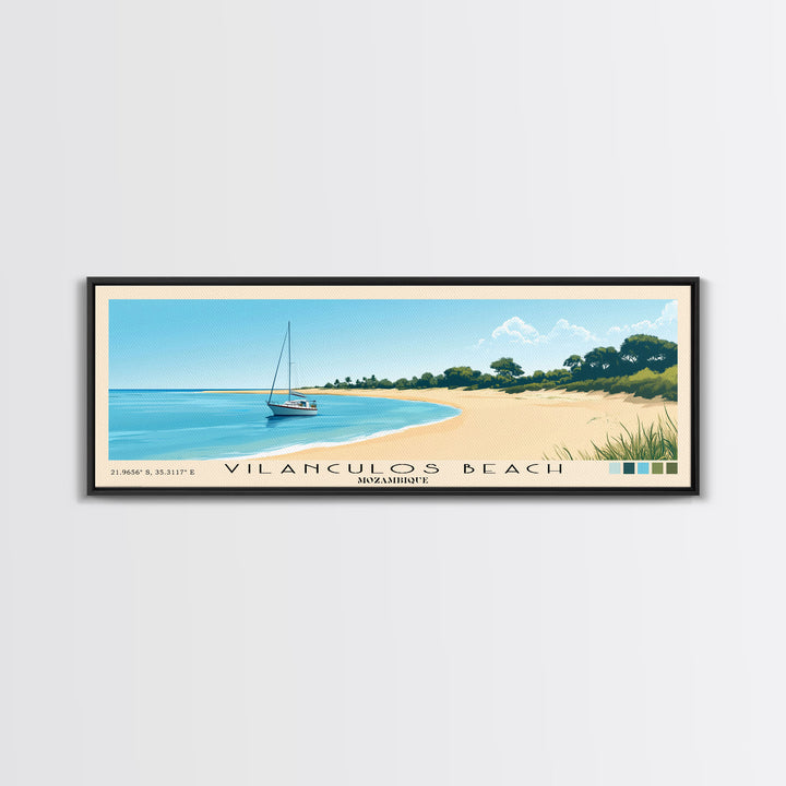 Vilanculos Beach, Mozambique Panoramic Print, Vacation Gift, Mozambique Wall Art, Beach Painting, Beach Decor, Large Wall Art, Wood Frame Art