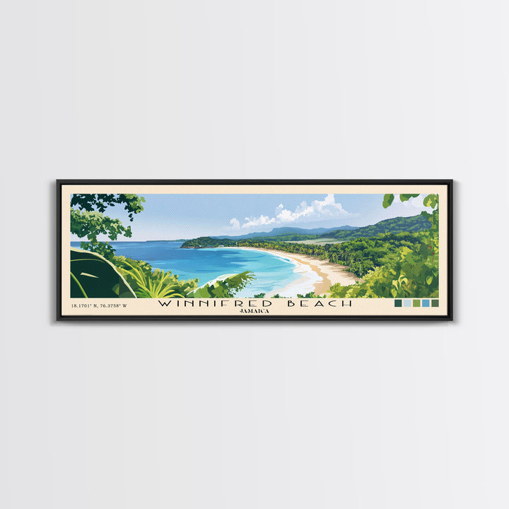 Winnifred Beach, Jamaica Panoramic Print, Vacation Gift, Jamaica Wall Art, Beach Painting, Beach Decor, Beach Or Lakehouse Art