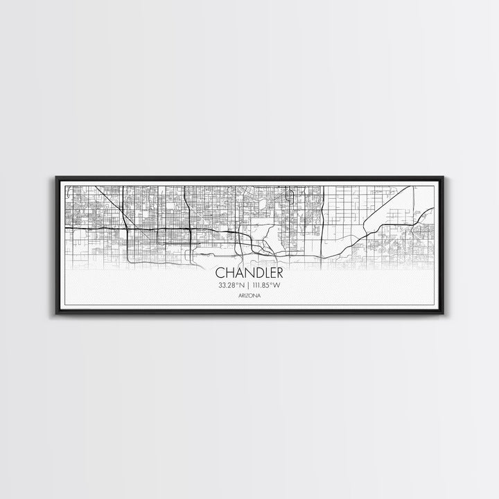 Panoramic Chandler City Map, Arizona Art, Map Print, Minimalist Wall Art, Canvas Art, Housewarming Gift, Street Map Art, Closing Gift