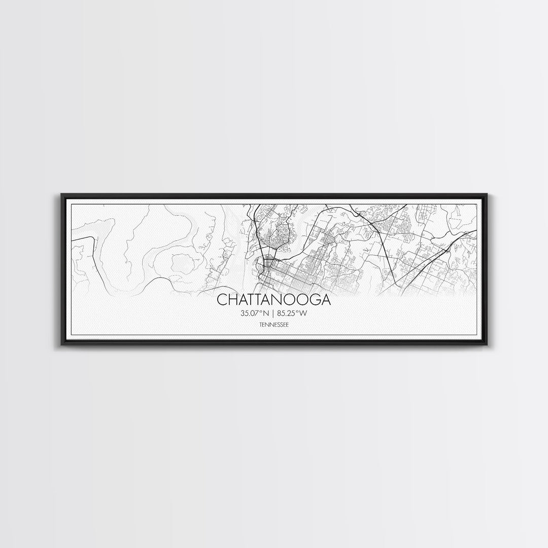 Panoramic Chattanooga City Map, Tennessee Art, Map Print, Minimalist Wall Art, Canvas Art, Housewarming Gift, Street Map Art, Closing Gift