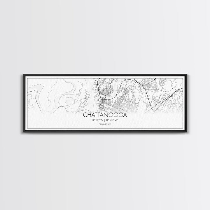 Panoramic Chattanooga City Map, Tennessee Art, Map Print, Minimalist Wall Art, Canvas Art, Housewarming Gift, Street Map Art, Closing Gift