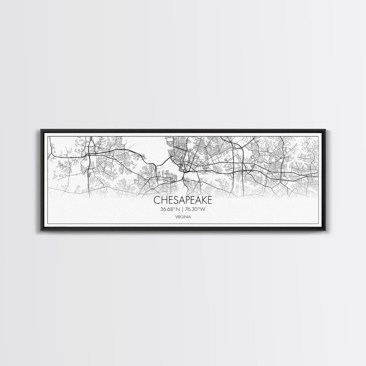 Panoramic Chesapeake City Map, Virginia Art, Map Print, Minimalist Wall Art, Canvas Art, Housewarming Gift, Street Map Art, Closing Gift