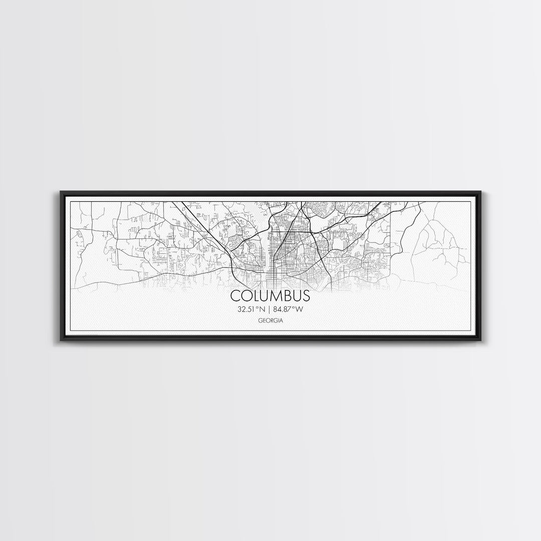 Panoramic Columbus City Map, Georgia Art, Map Print, Minimalist Wall Art, Canvas Art, Housewarming Gift, Street Map Art, Closing Gift