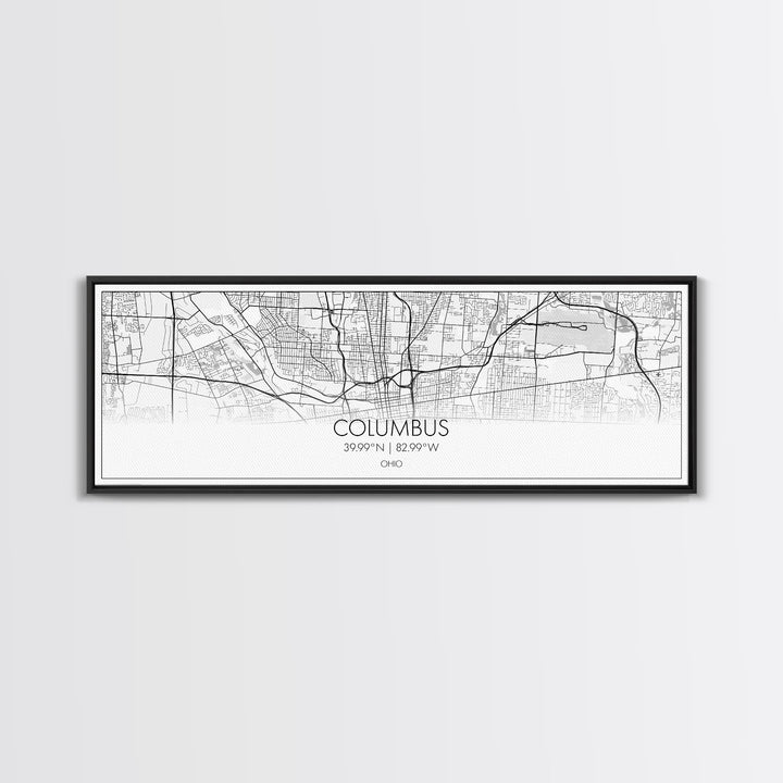 Panoramic Columbus City Map, Ohio Art, Map Print, Minimalist Wall Art, Canvas Art, Housewarming Gift, Street Map Art, Closing Gift