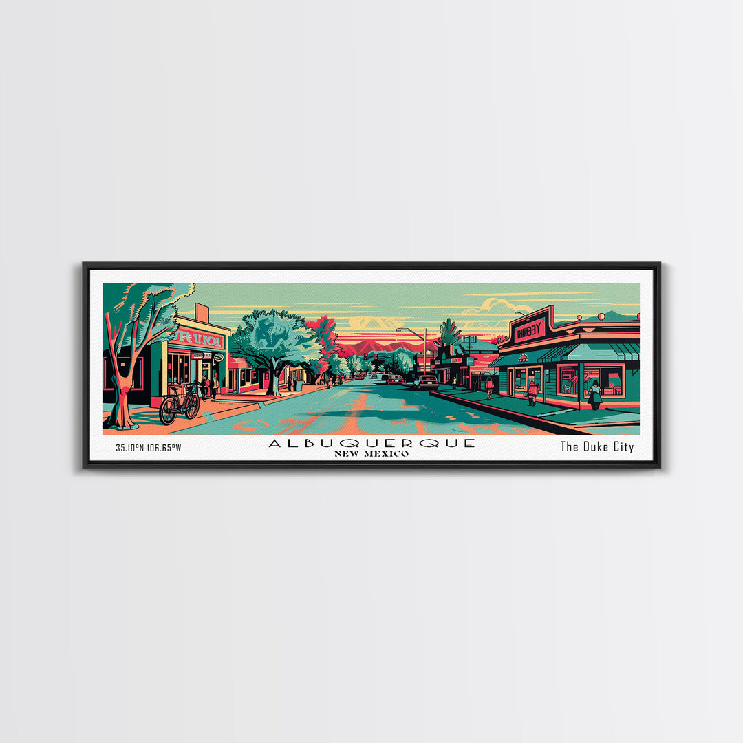 Albuquerque New Mexico Panoramic Travel Poster Canvas Print