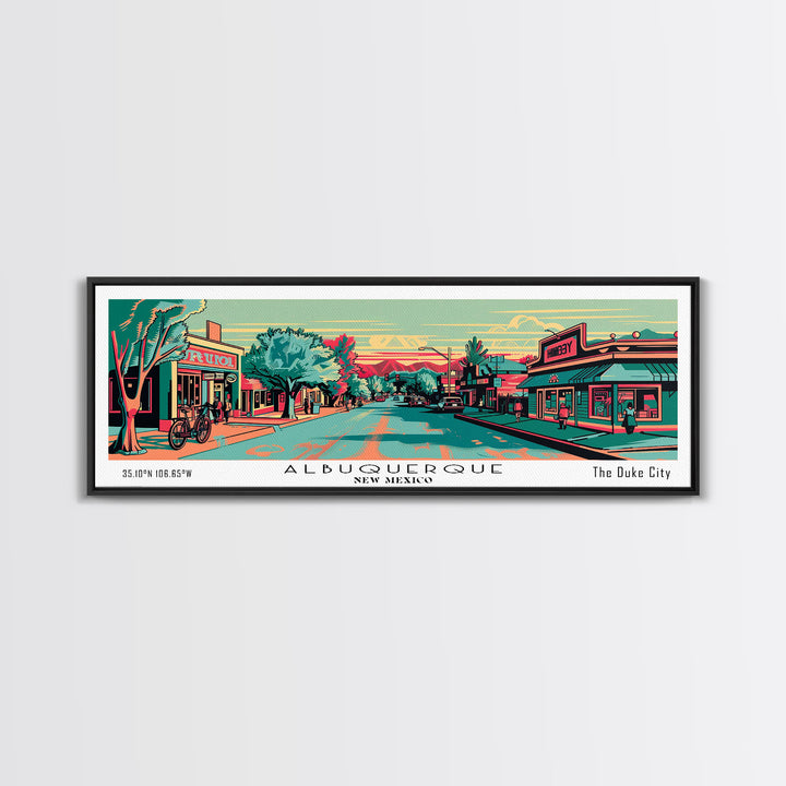 Albuquerque New Mexico Panoramic Travel Poster Canvas Print