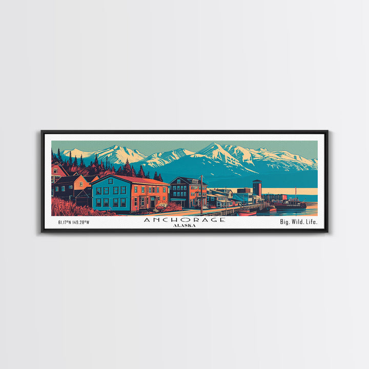 Anchorage Alaska Panoramic Travel Poster Canvas Print