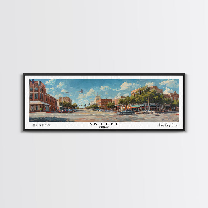 Abilene Texas Panoramic Painting, Watercolor Framed Canvas Print, Scenic City Art, Travel Poster, Home Decor, Wall Hanging, Gift Idea