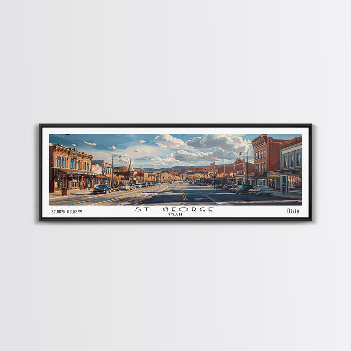 St. George Utah Travel Poster, Framed Canvas Print, Wall Art, Home Decor, Office Art, Living Room Art, Travel Gift, Vintage Style