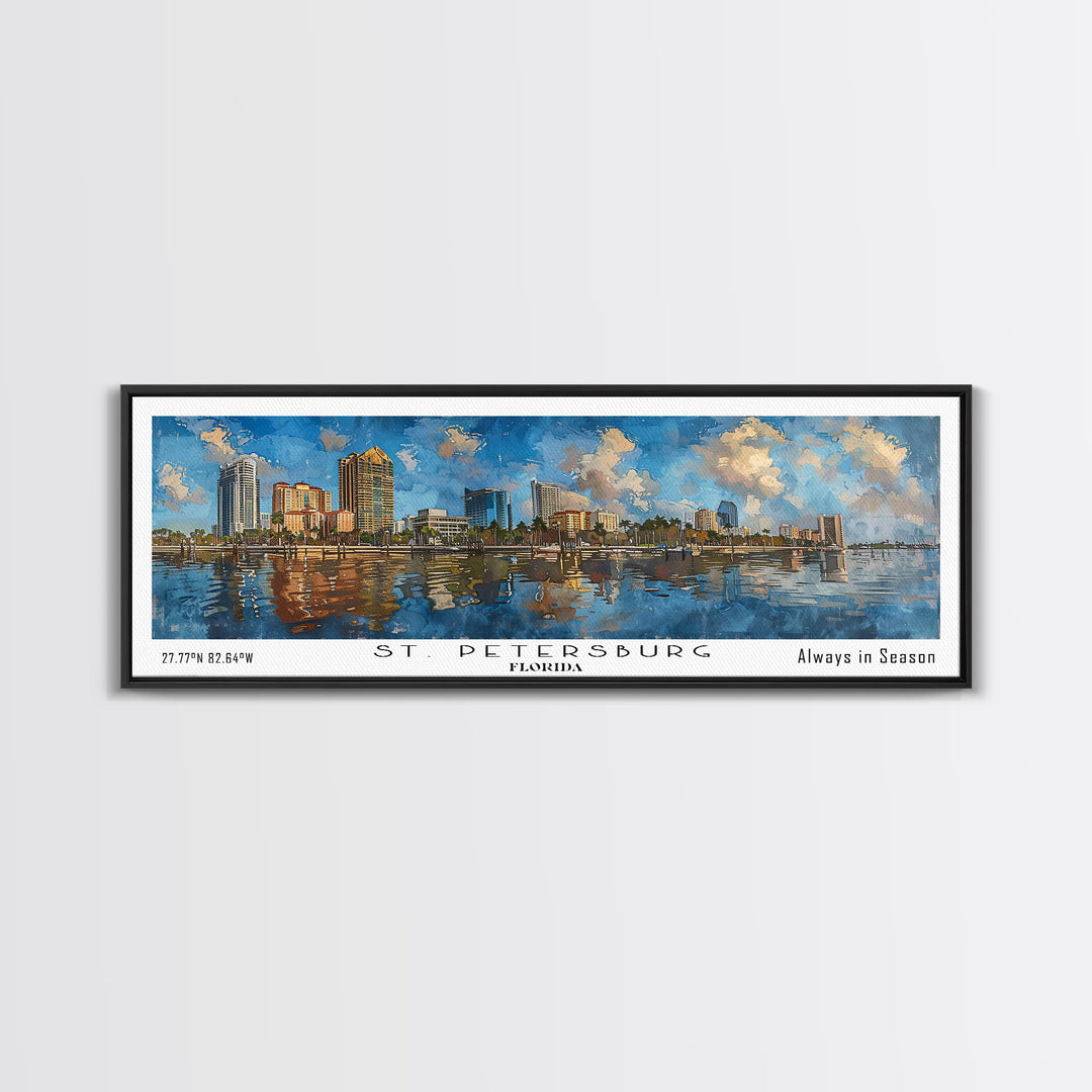 St. Petersburg Florida Travel Poster, Framed Canvas Print, Wall Art, Home Decor, Office Art, Living Room Art, Travel Gift, Vintage Style