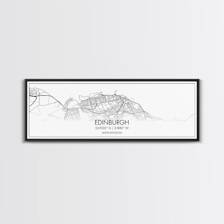 Panoramic Edinburgh City Map, United Kingdom Art, Map Print, Minimalist Wall Art, Canvas Art, Housewarming Gift, Street Map, Closing Gift