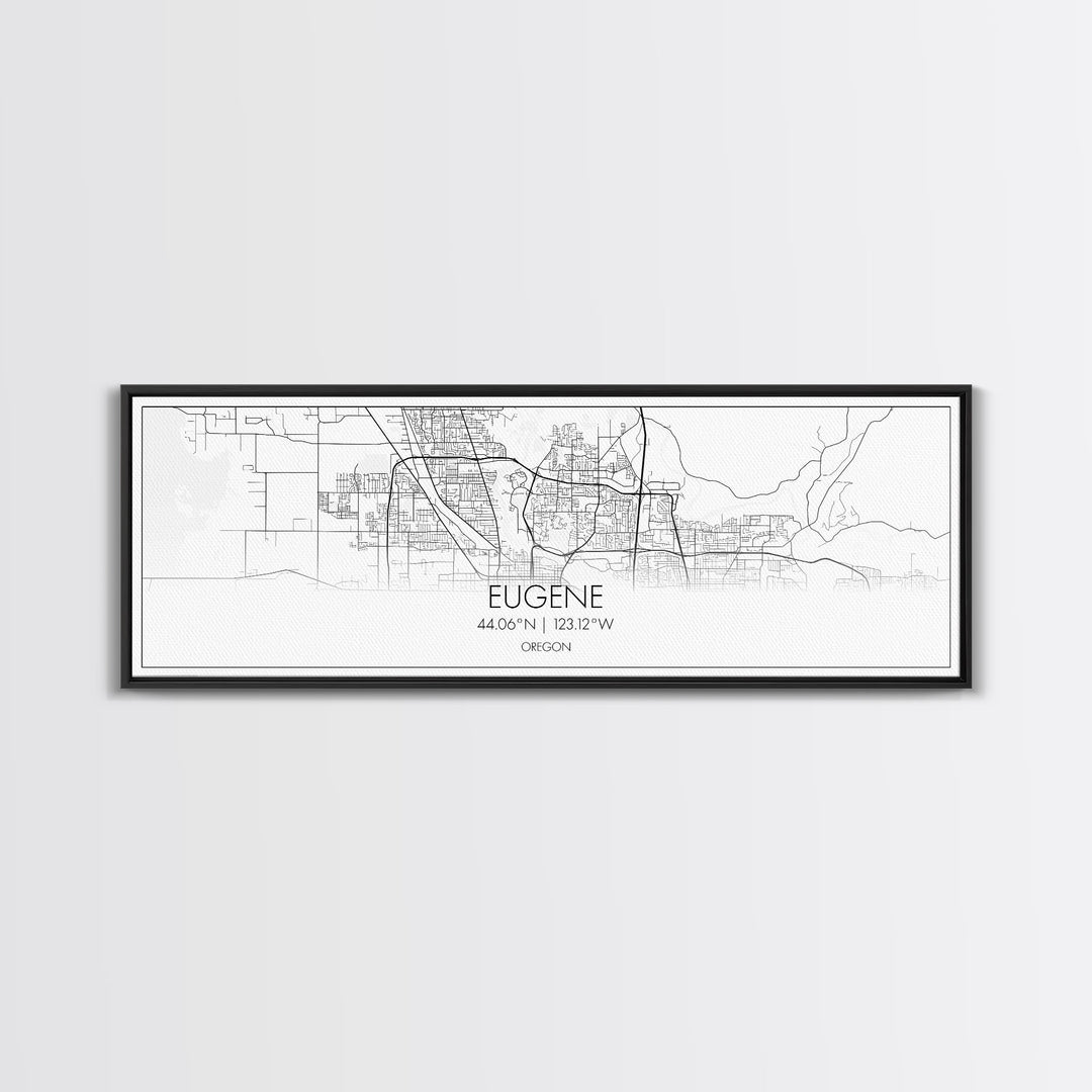 Panoramic Eugene City Map, Oregon Art, Map Print, Minimalist Wall Art, Canvas Art, Housewarming Gift, Street Map Art, Closing Gift