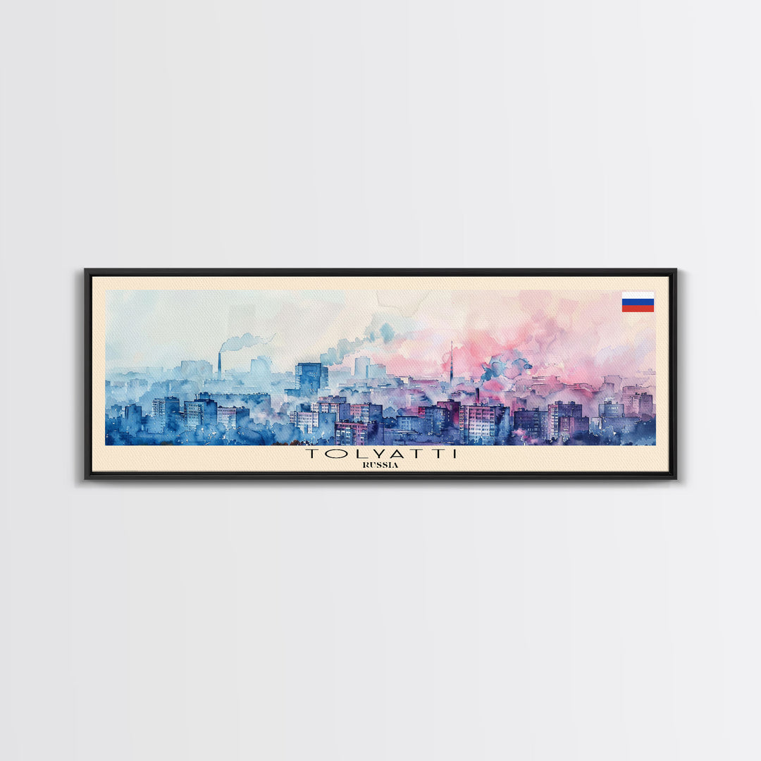 Togliatti Russia Panoramic Travel Poster, Framed Canvas Print or Metal Wall Art, Travel Art, Home Decor, Panoramic Painting, Midcentury Art