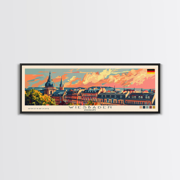 Wiesbaden Germany Travel Print Wall Art, Panoramic City Art, Travel Art, Wall Decor, Vacation Gift, Framed Canvas Print Or Metal Art