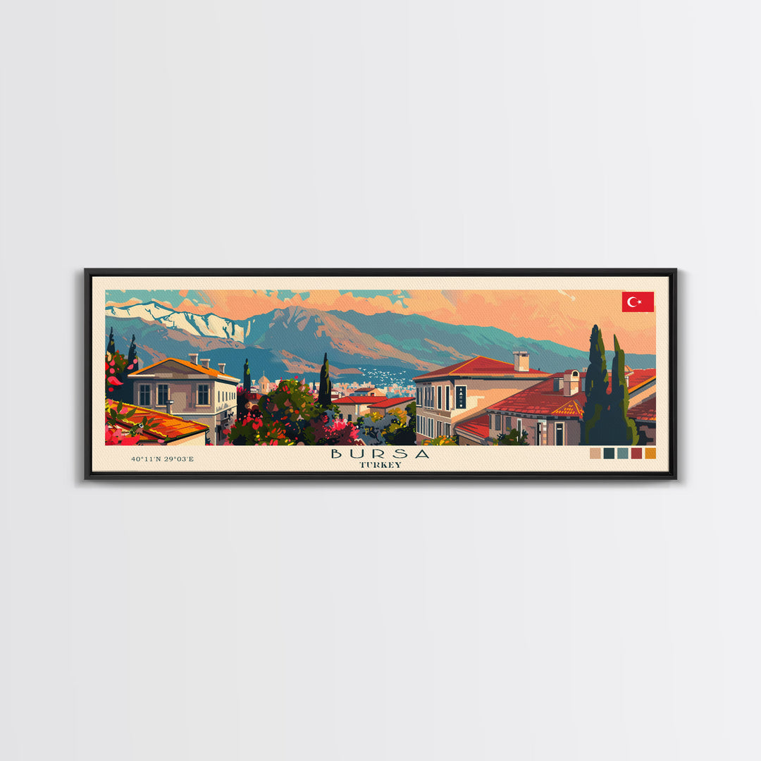 Bursa Turkey Travel Print Wall Art, Panoramic City Art, Travel Art, Wall Decor, Vacation Gift, Framed Canvas Print Or Metal Art